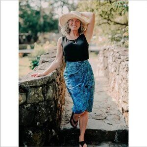 RipSkirt Maui Moonlight Midi Wrap Skirt XL Length 3 Pockets Hawaiian Hibiscus